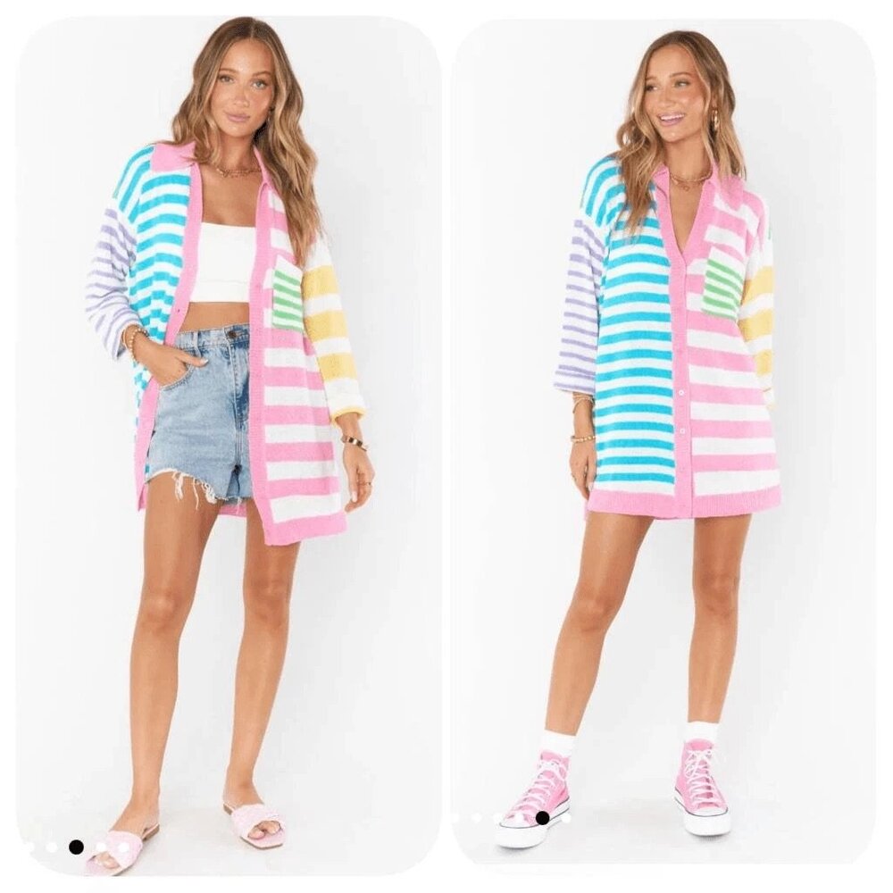 Colorful Sonny Oversized Button Up Cardigan Sweater - S - Picture 6 of 6